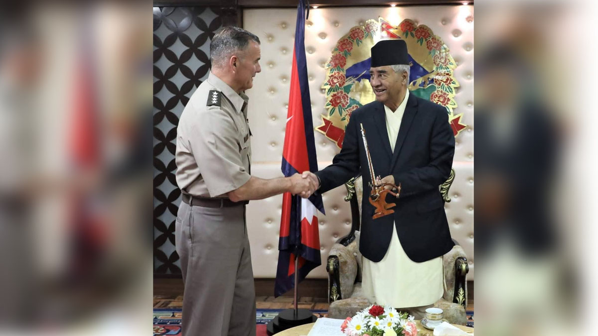अमेरिकी सेनाका इन्डो प्यासिफिक क्षेत्रका प्रमुख र प्रधानमन्त्री देउवासँग भेटवार्ता
