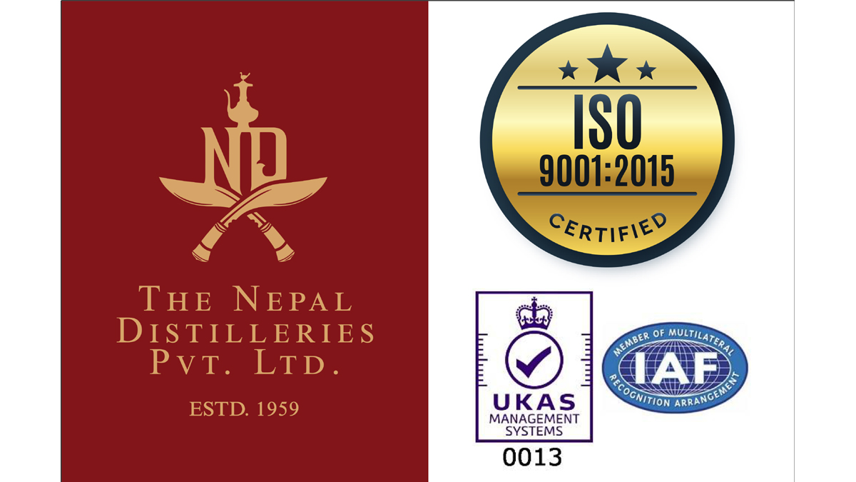 खुकुरी रम उत्पादक दि नेपाल डिस्टिलरिजले पायो आईएसओ प्रमाणपत्र