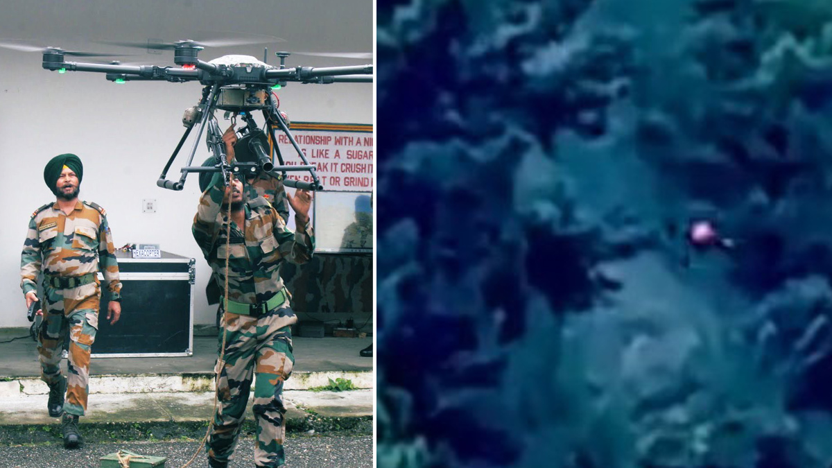 जम्मू कश्मीरको अनन्तनागमा आतंकवादीमाथि ड्रोनबाट बम खसाल्दैछ सेना