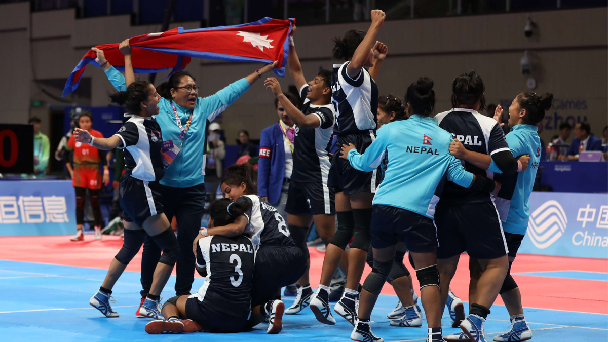 एशियाली खेलकुद : समूह उपविजेता बन्दै नेपाल महिला कबड्डीको सेमिफाइनलमा